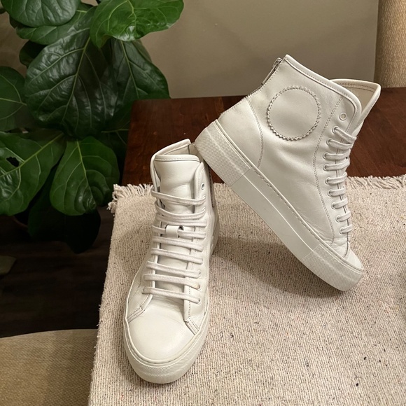 Common Projects Achilles High White Leather Sneakers Women’s Size 38 - Picture 2 of 7
